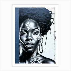 Graffiti Mural Of Beautiful Black Woman 60 Art Print