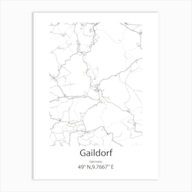 Gaildorf,Germany Minimalist Map Art Print