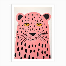 Pink Polka Dot Lion 1 Art Print