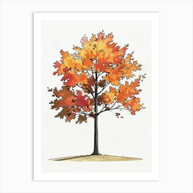 Maple Tree Pixel Illustration 4 Art Print