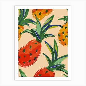 Pineapple Pattern Illustration 1 Art Print