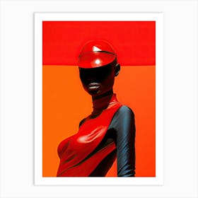 Red Afronaut Couture: Cosmic Fashion Statements Art Print