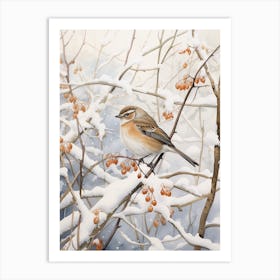 Winter Bird Painting Sparrow 4 Art Print