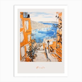 Porto Portugal Orange Drawing Poster Art Print