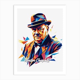 Winston Churchill 03 Portrait WPAP Pop Art Art Print