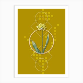 Vintage Golden Garlic Botanical with Geometric Line Motif and Dot Pattern n.0185 Art Print