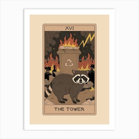 The Tower  Raccoons Tarot Art Print