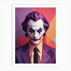 Joker Portrait Low Poly Geometric (6) Art Print