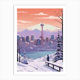 Vintage Winter Travel Illustration Vancouver Canada 4 Art Print