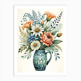 Watercolor Flowers In A Vase 10 Art Print