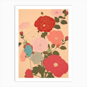 Roses Flower Big Bold Illustration 4 Art Print