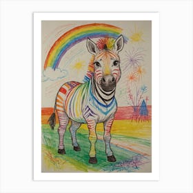 Rainbow Zebra 10 Art Print