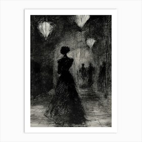 Woman In A Nightclub Art Print