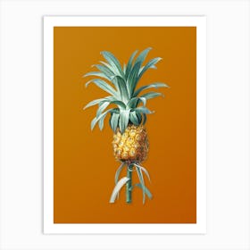 Vintage Pineapple Botanical on Sunset Orange n.0317 Art Print