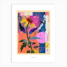 Cineraria 8 Neon Flower Collage Poster Art Print