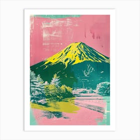 Mount Fuji Japan Retro Duotone Silkscreen 1 Art Print