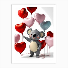 Koala With Hearts Art Print