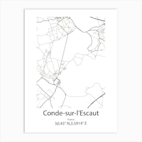 Conde Sur L Escaut,France Minimalist Map Art Print