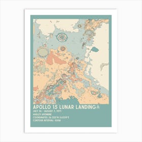 Apollo 15 Lunar Landing Site Vintage Moon Map Art Print
