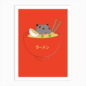 Ramen And Hippopotamus Art Print