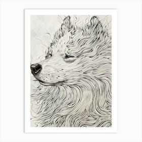 Dog In The Wind Line Sketch 2 Art Print