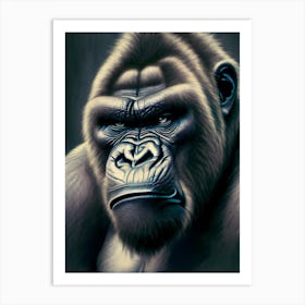 Angry Gorilla Gorillas Greyscale Sketch 3 Art Print