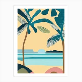 Huahine French Polynesia Muted Pastel Tropical Destination Art Print