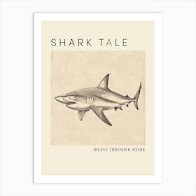 Bigeye Thresher Shark Vintage Illustration 4 Poster Art Print