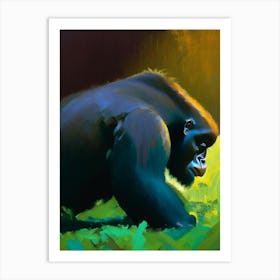 Gorilla Crawling Gorillas Bright Neon 1 Art Print