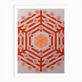 Geometric Abstract Glyph Circle Array in Tomato Red n.0230 Art Print