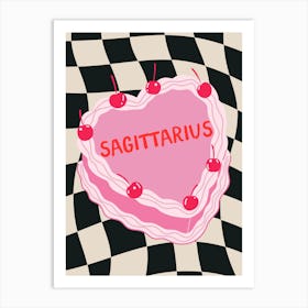 Sagittarius Zodiac Heart Cake Art Print