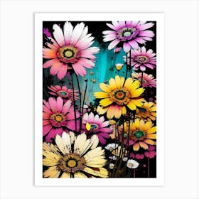 Flowers And Butterflies Art Print