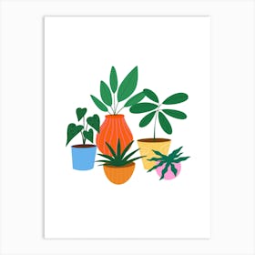 Happy Plant Pots Art Print