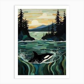 Matisse Style Killer Whale With Woodland Coast 1 Art Print
