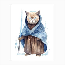 Burmese Cat As A Jedi 2 Art Print