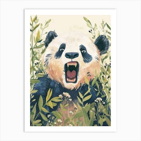 Giant Panda Growling Storybook Illustration 4 Art Print