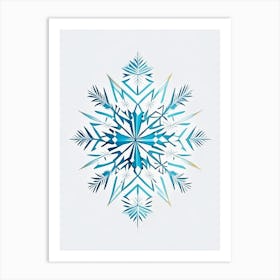 Winter Snowflake Pattern, Snowflakes, Minimal Line Drawing 1 Art Print