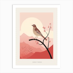 Minimalist Hermit Thrush 4 Bird Poster Art Print