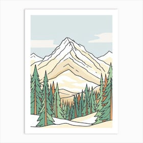 Mount Meru Tanzania Color Line Drawing (4) Art Print