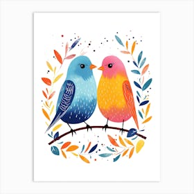 Couple Of Birds On A Branch Art Print