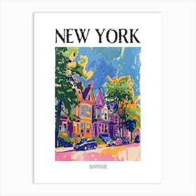 Sunnyside New York Colourful Silkscreen Illustration 4 Poster Art Print