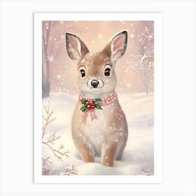 Cute Deer In The Snow Art Print