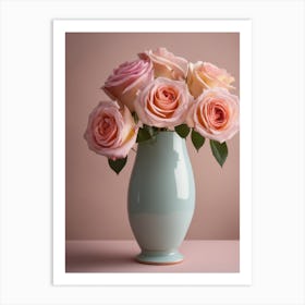 A Vase Of Pink Roses 105 Art Print