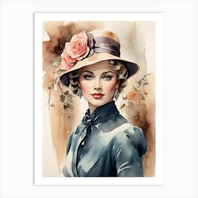 Vintage Woman In Hat Art Print