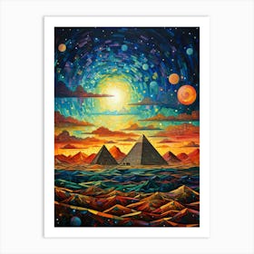 Sands of Time: Pyramids' Legacy in the Skyline Art Print