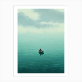 Small Boat In The Ocean Art Print