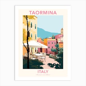 Taormina, Italy, Flat Pastels Tones Illustration 4 Poster Art Print