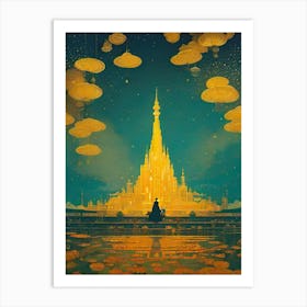 Golden Buddhist Temple Art Print