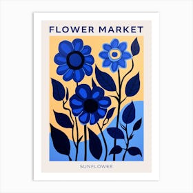 Blue Flower Market Poster Sunflower Market Poster 3 Art Print