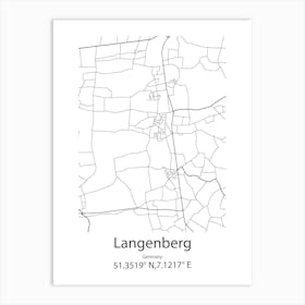 Langenberg,Germany Minimalist Map Art Print